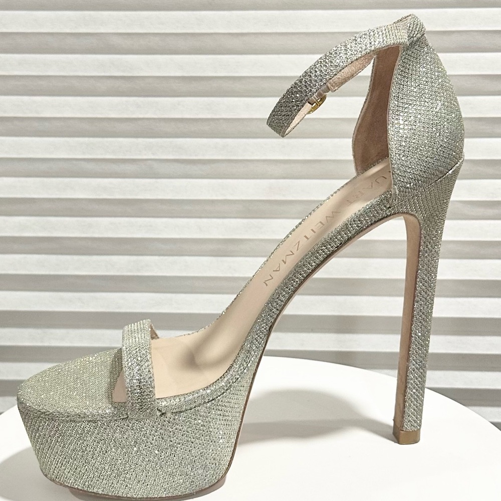 🌹STUART WEITZMAN 🌹 Nudistcurve Metallic Platform Sandals Size: 10 - Picture 3 of 13